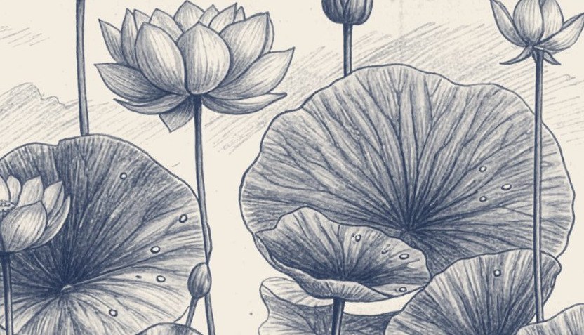 Lotus Pond Sketch 4 Wallpaper and Wall Murals South Africa Lotus Pond Sketch close-up showing texture and colour