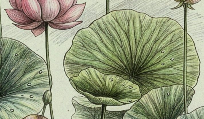 Lotus Sketch Sage 4 Wallpaper and Wall Murals South Africa Lotus Pond Sketch close-up showing texture and colour