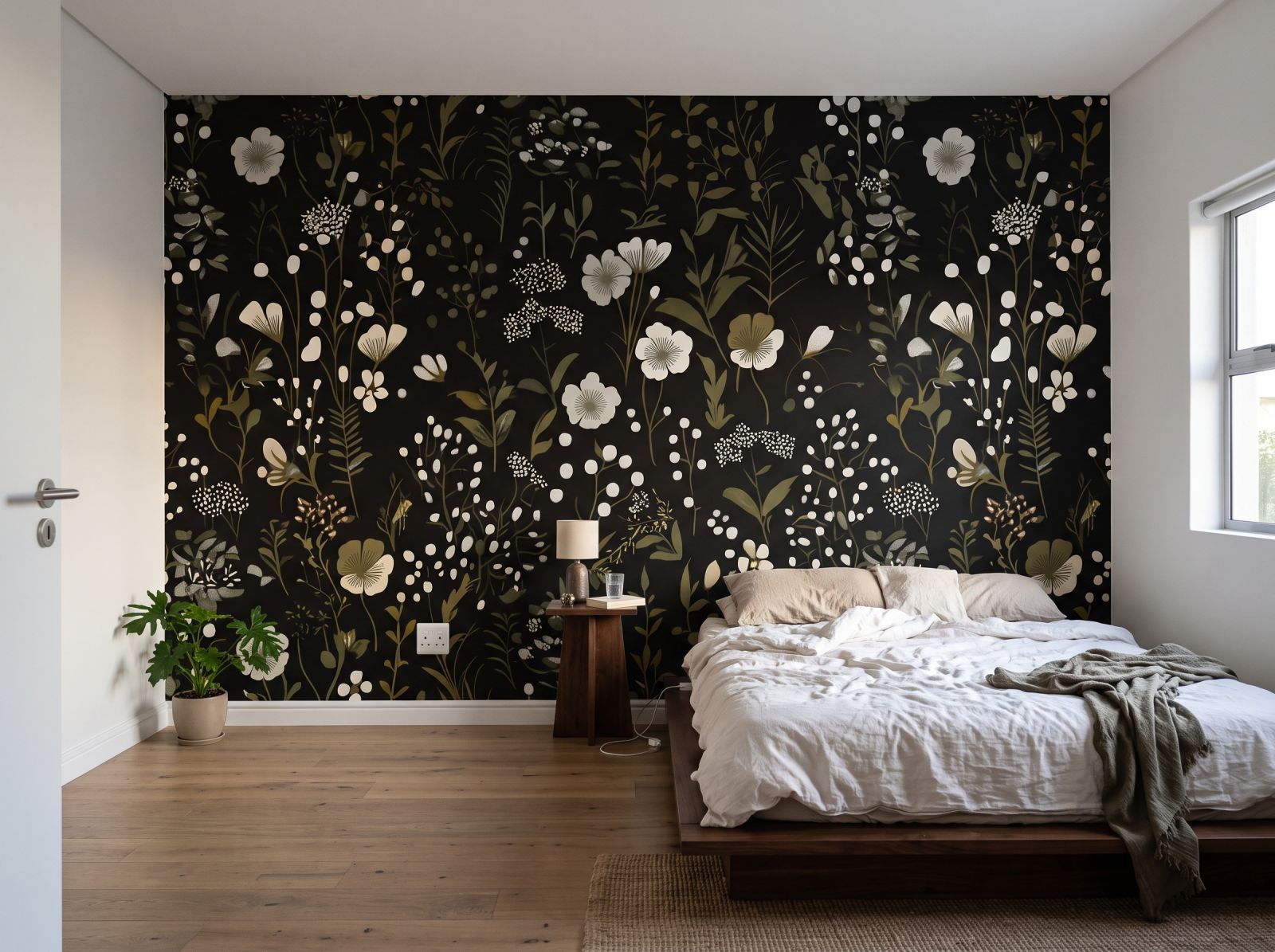 Midnight Meadow Mural 1 Wallpaper and Wall Murals South Africa Midnight Meadow Mural shown in a bedroom