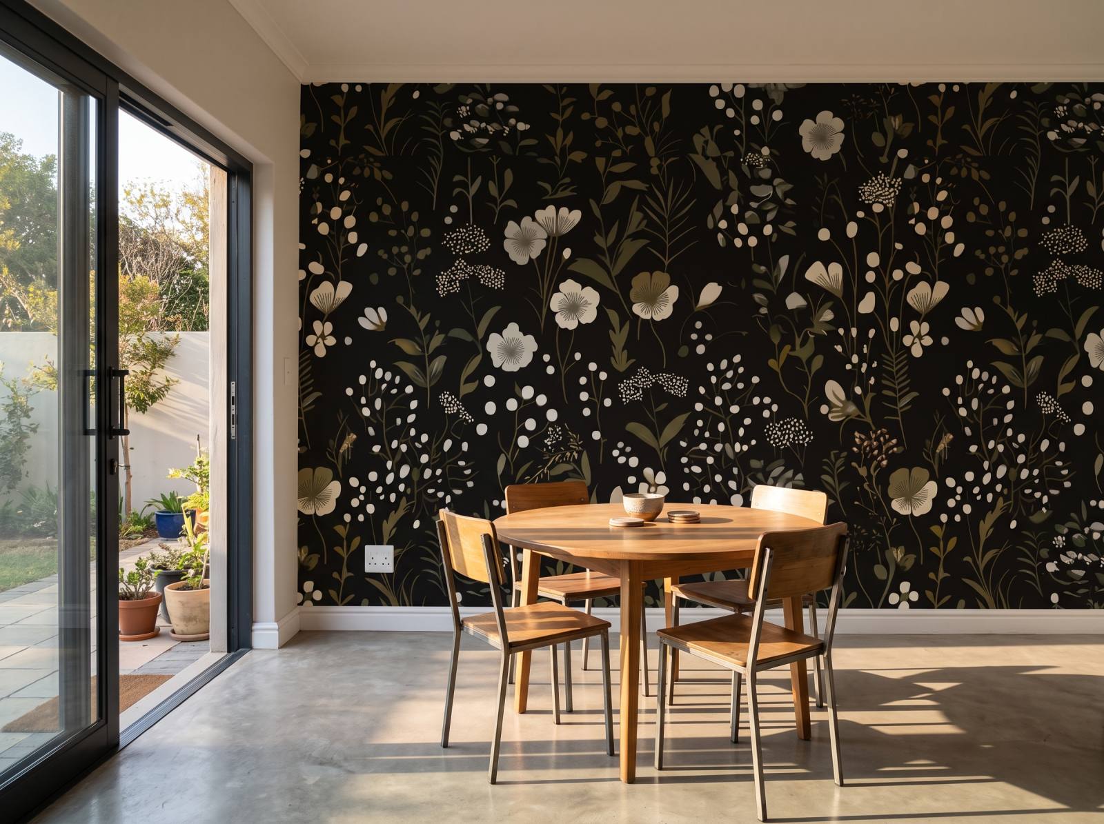Midnight Meadow Mural 3 Wallpaper and Wall Murals South Africa Midnight Meadow Mural shown in a dining room