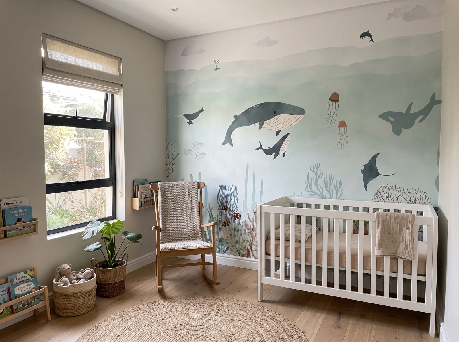 Ocean Wonders Mural 1 Wallpaper and Wall Murals South Africa Ocean Wonders Mural shown in a nursery