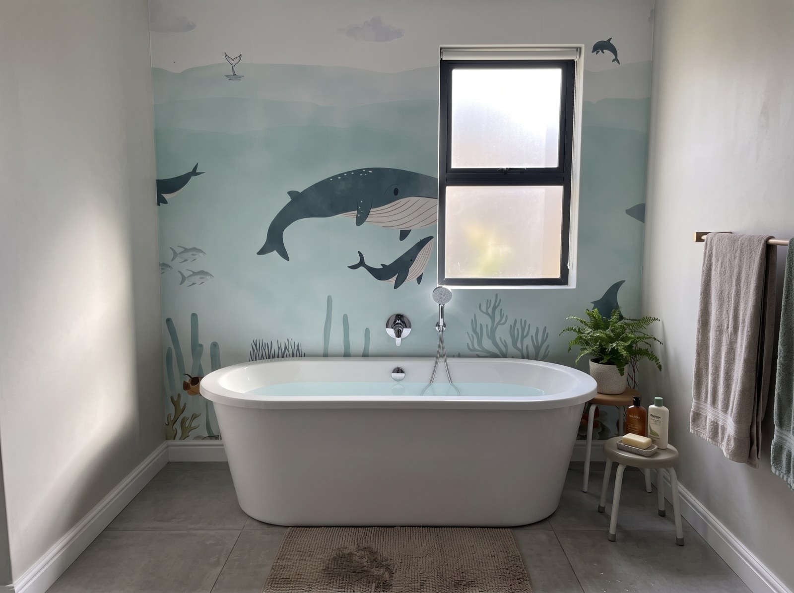 Ocean Wonders Mural 3 Wallpaper and Wall Murals South Africa Ocean Wonders Mural shown in a bathroom