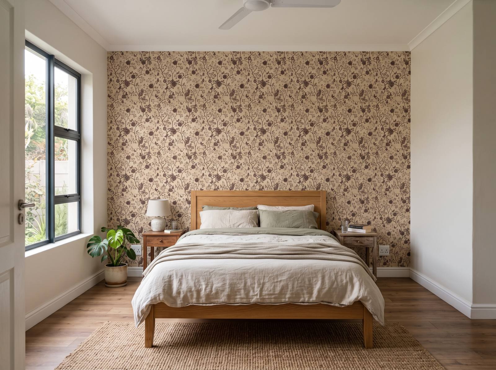 Sepia Rose Trellis 3 Wallpaper and Wall Murals South Africa Sepia Rose Trellis shown in a bedroom