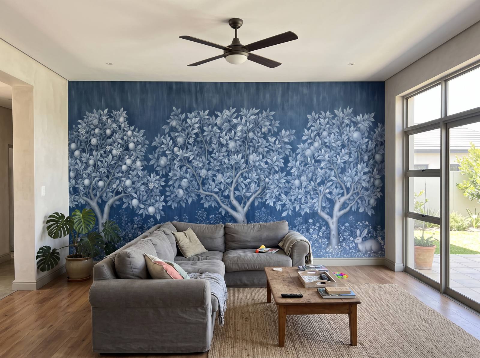 Orchard Tapestry Mural Delft 3 Wallpaper and Wall Murals South Africa Orchard Tapestry Mural Delft shown in a living room