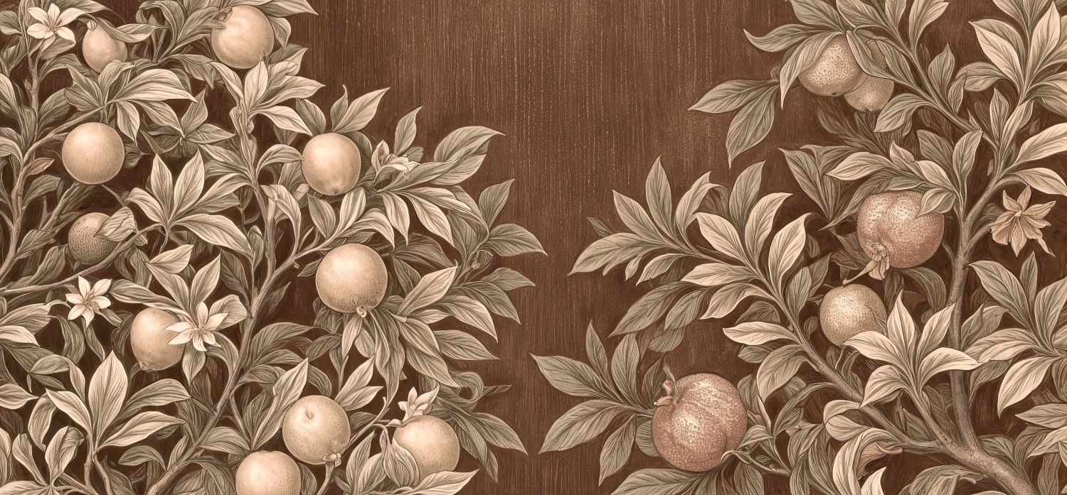 Orchard Tapestry Mural Sepia 4 Wallpaper and Wall Murals South Africa Orchard Tapestry Mural Sepia close-up showing texture and colour