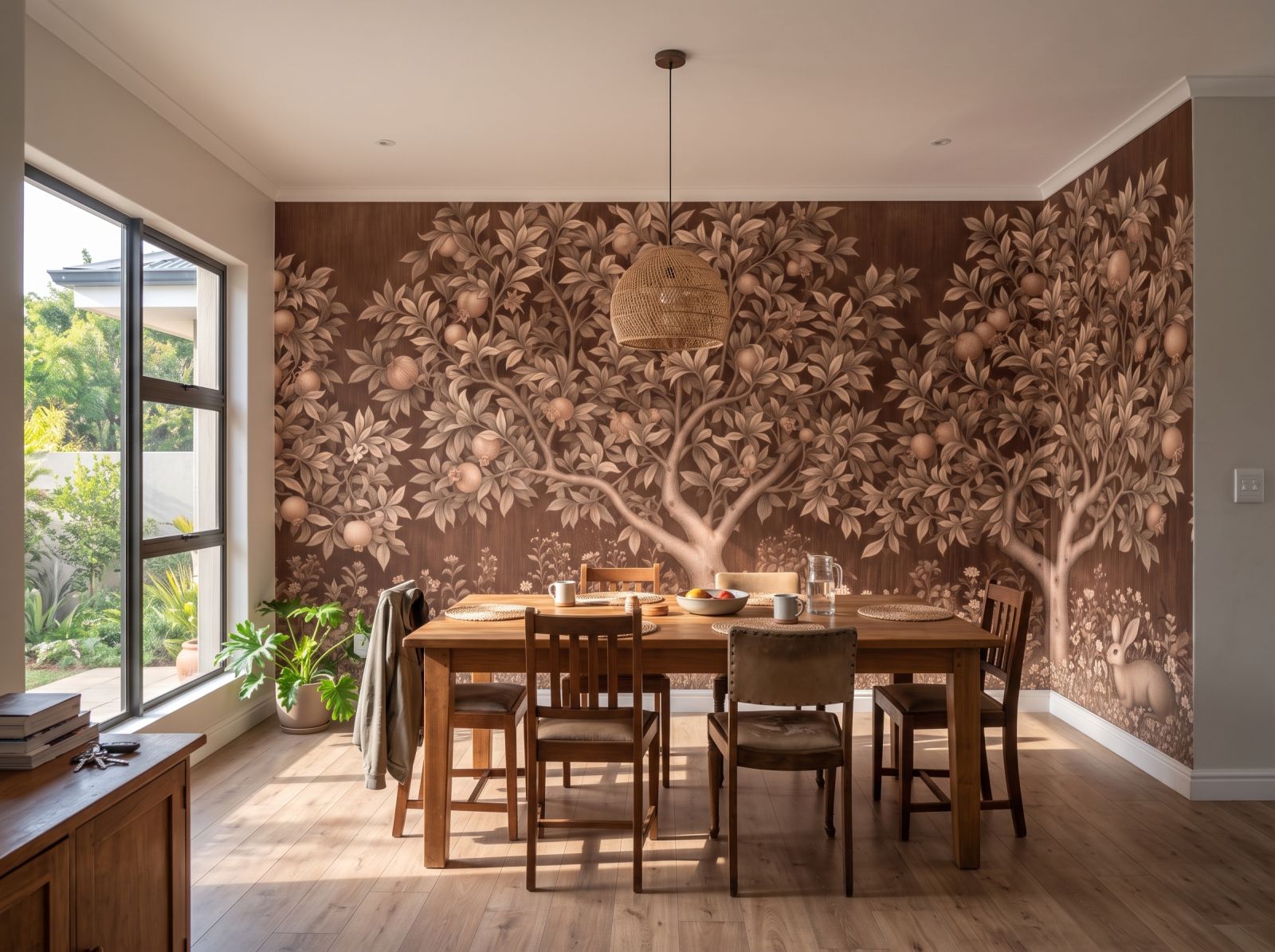 Orchard Tapestry Mural Sepia 3 Wallpaper and Wall Murals South Africa Orchard Tapestry Mural Sepia shown in a dining room