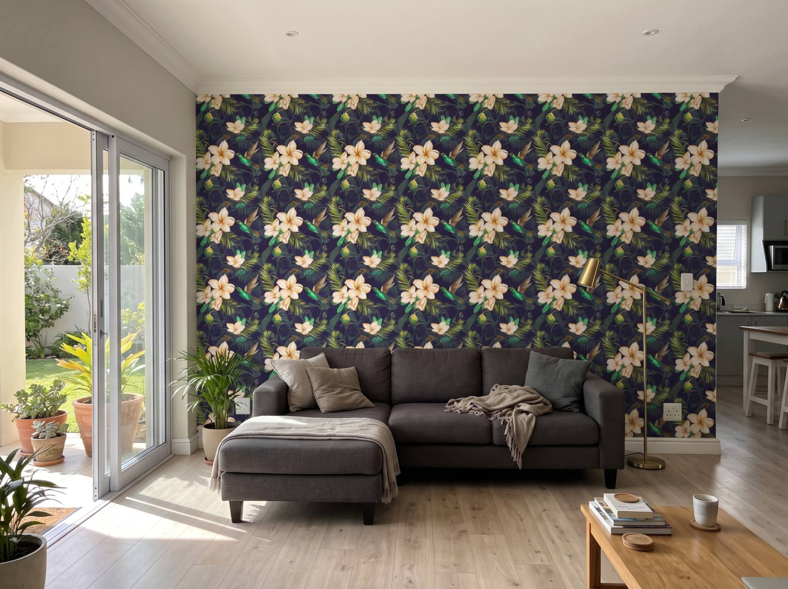 Dark Hume Wallpaper 1 Wallpaper and Wall Murals South Africa Dark Hume Wallpaper shown in a living room