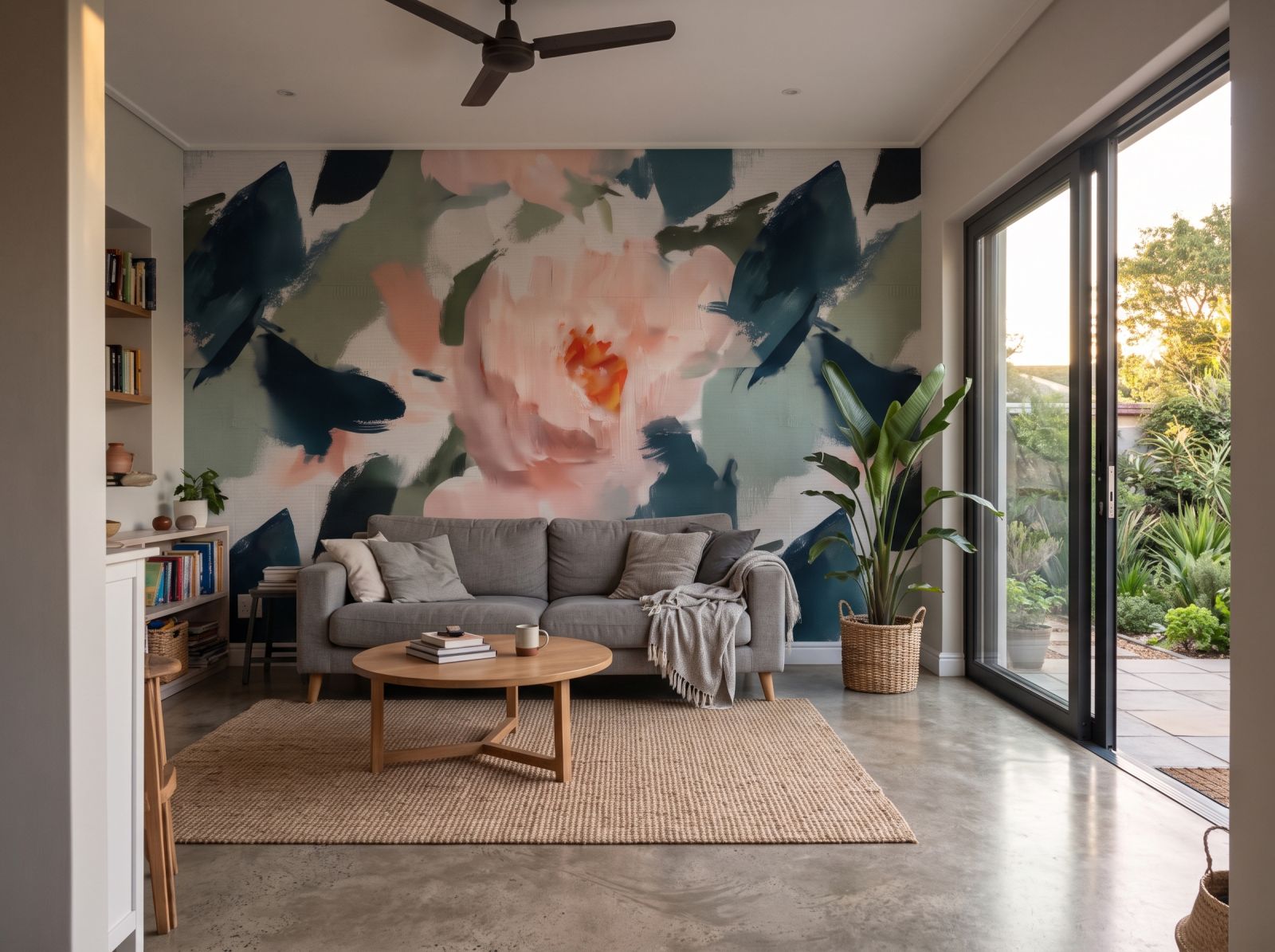 Painter's Peony Wall Mural 3 Wallpaper and Wall Murals South Africa Painter's Peony Wall Mural shown in a living room