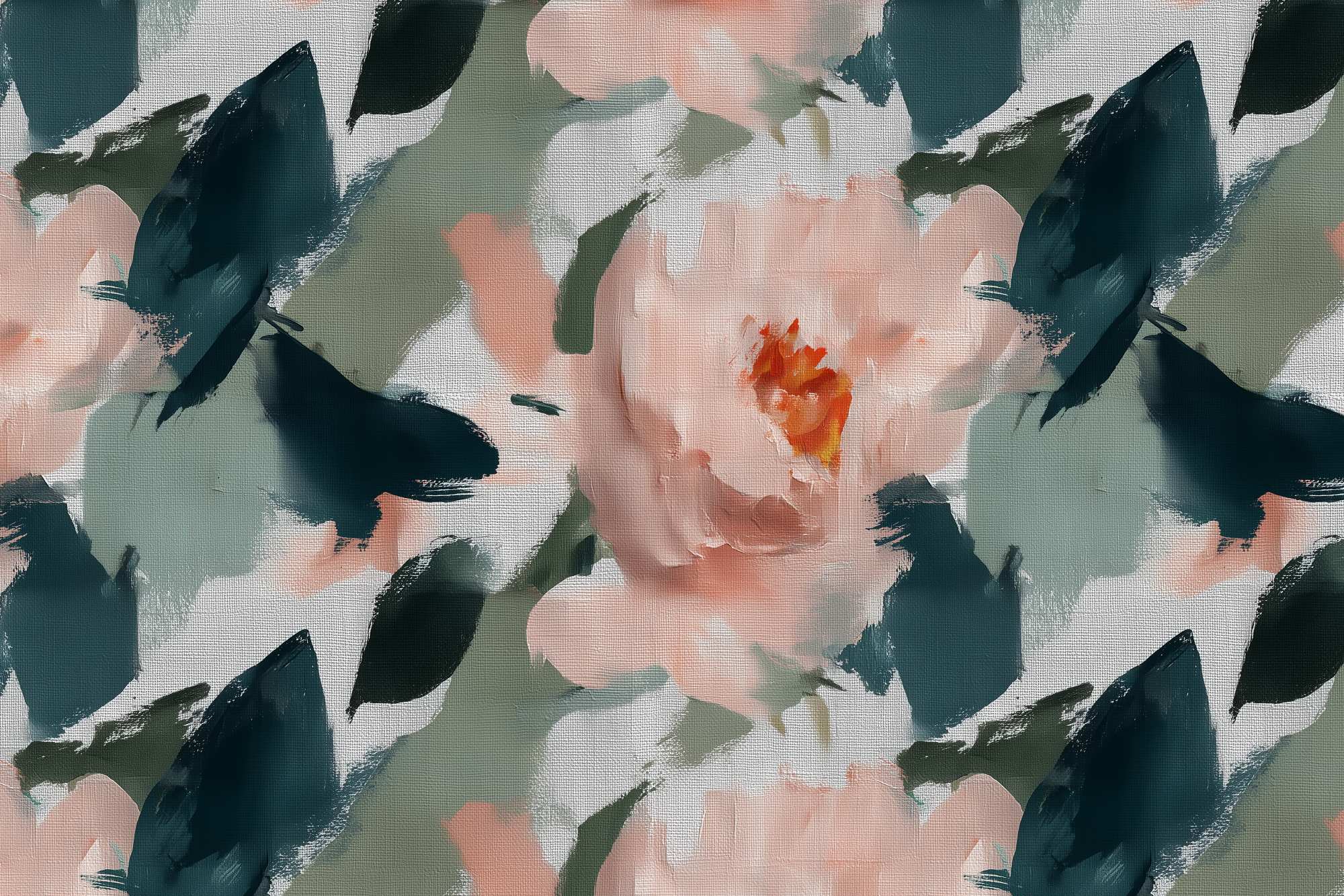 Painter's Peony Wall Mural 2 Wallpaper and Wall Murals South Africa Painter's Peony Wall Mural, painterly peony in blush pink, teal and sage green mural - WallpaperOnline