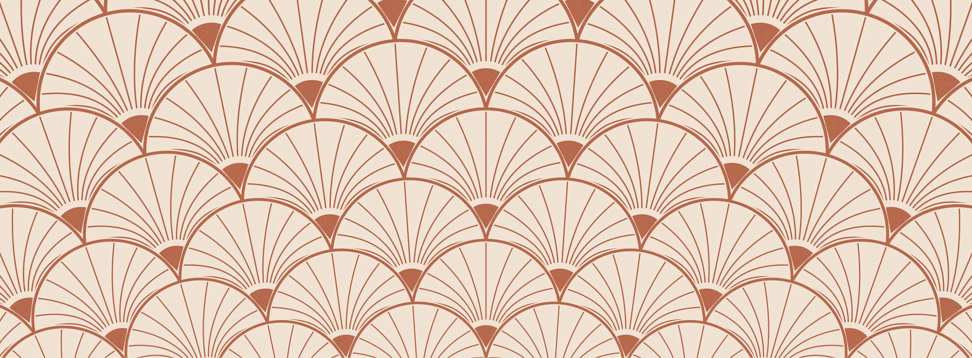Palm Fan Mural Terracotta 2 Wallpaper and Wall Murals South Africa Palm Fan Terracotta, art deco fan pattern in terracotta and cream mural - WallpaperOnline