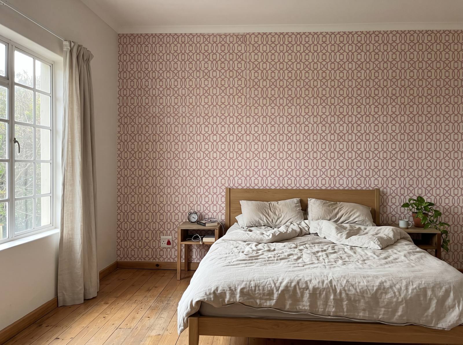 Pizazz Trellis Blush 1 Wallpaper and Wall Murals South Africa Pizazz Trellis Blush shown in a bedroom