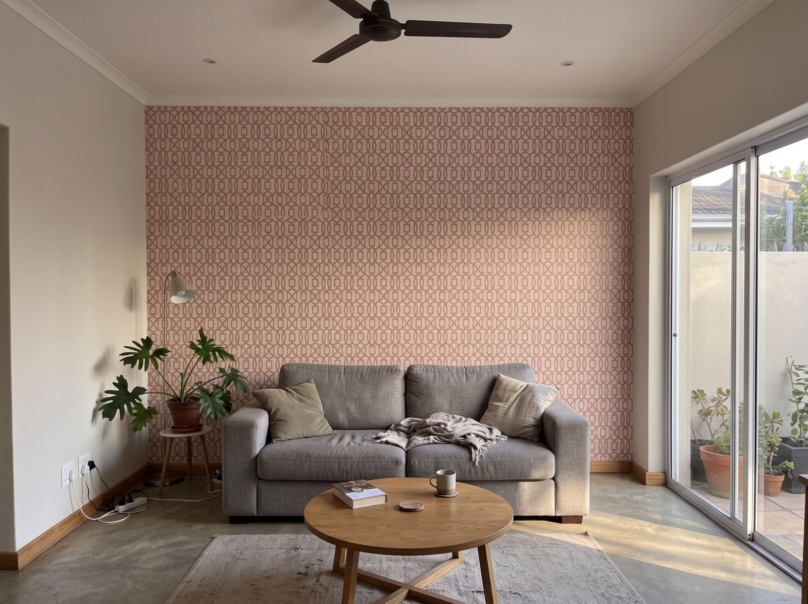 Pizazz Trellis Blush 3 Wallpaper and Wall Murals South Africa Pizazz Trellis Blush shown in a living room