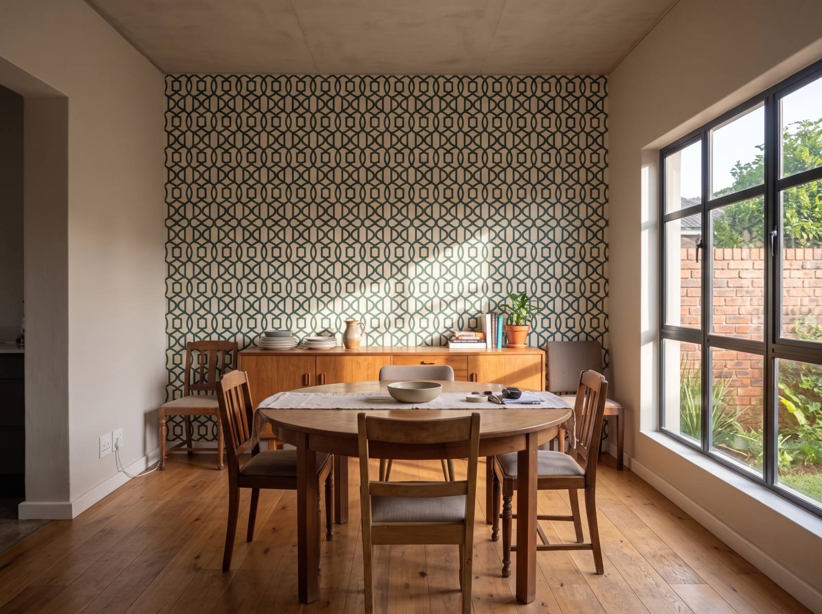 Pizazz Trellis Forest 3 Wallpaper and Wall Murals South Africa Pizazz Trellis Forest shown in a dining room