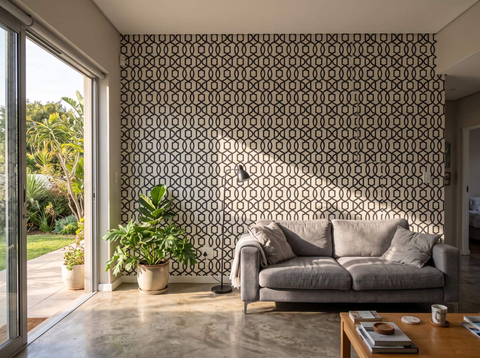 Pizazz Trellis Ink 1 Wallpaper and Wall Murals South Africa Pizazz Trellis Ink shown in a living room