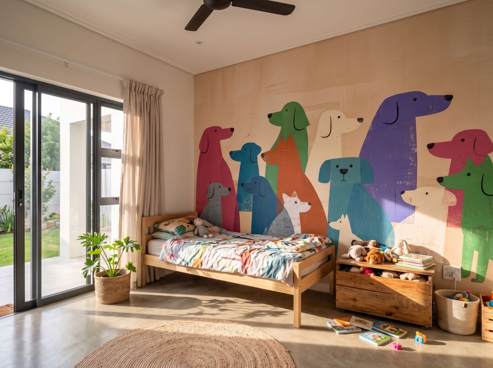 Playful Pups Parade 1 Wallpaper and Wall Murals South Africa Playful Pups Parade shown in a bedroom