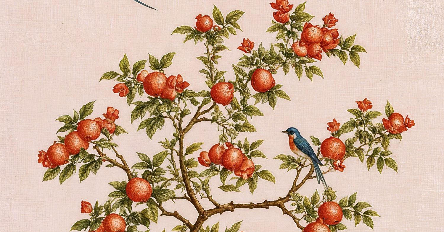 Scholars Garden Chinoiserie Blush 5 Wallpaper and Wall Murals South Africa Scholars Garden Chinoiserie Blush close-up showing texture and colour