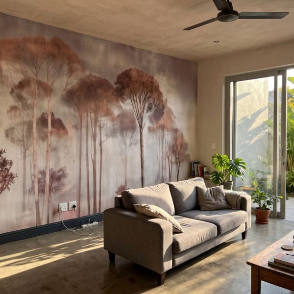 Signal Hill Trees Mural Oxblood