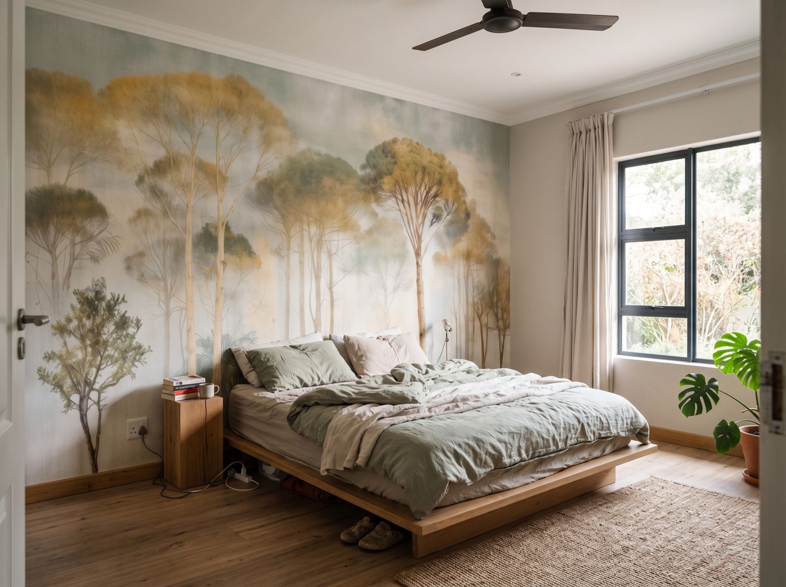 Signal Hill Trees Mural Soft Colour 1 Wallpaper and Wall Murals South Africa Signal Hill Trees Mural Soft Colour shown in a bedroom