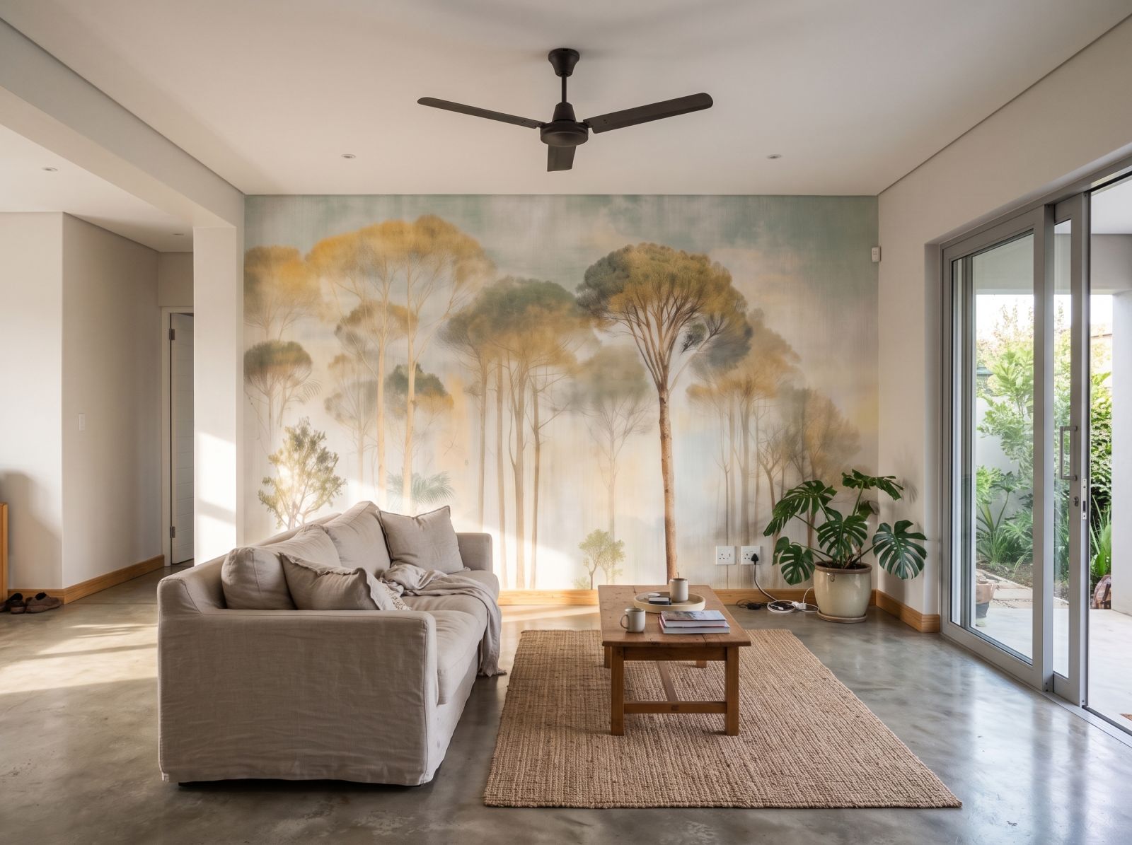 Signal Hill Trees Mural Soft Colour 3 Wallpaper and Wall Murals South Africa Signal Hill Trees Mural Soft Colour shown in a living room