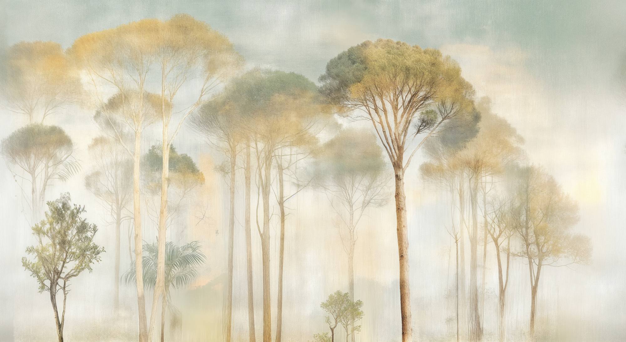 Signal Hill Trees Mural Soft Colour 2 Wallpaper and Wall Murals South Africa Signal Hill Trees Mural Soft Colour, misty trees in sand and sage mural - WallpaperOnline