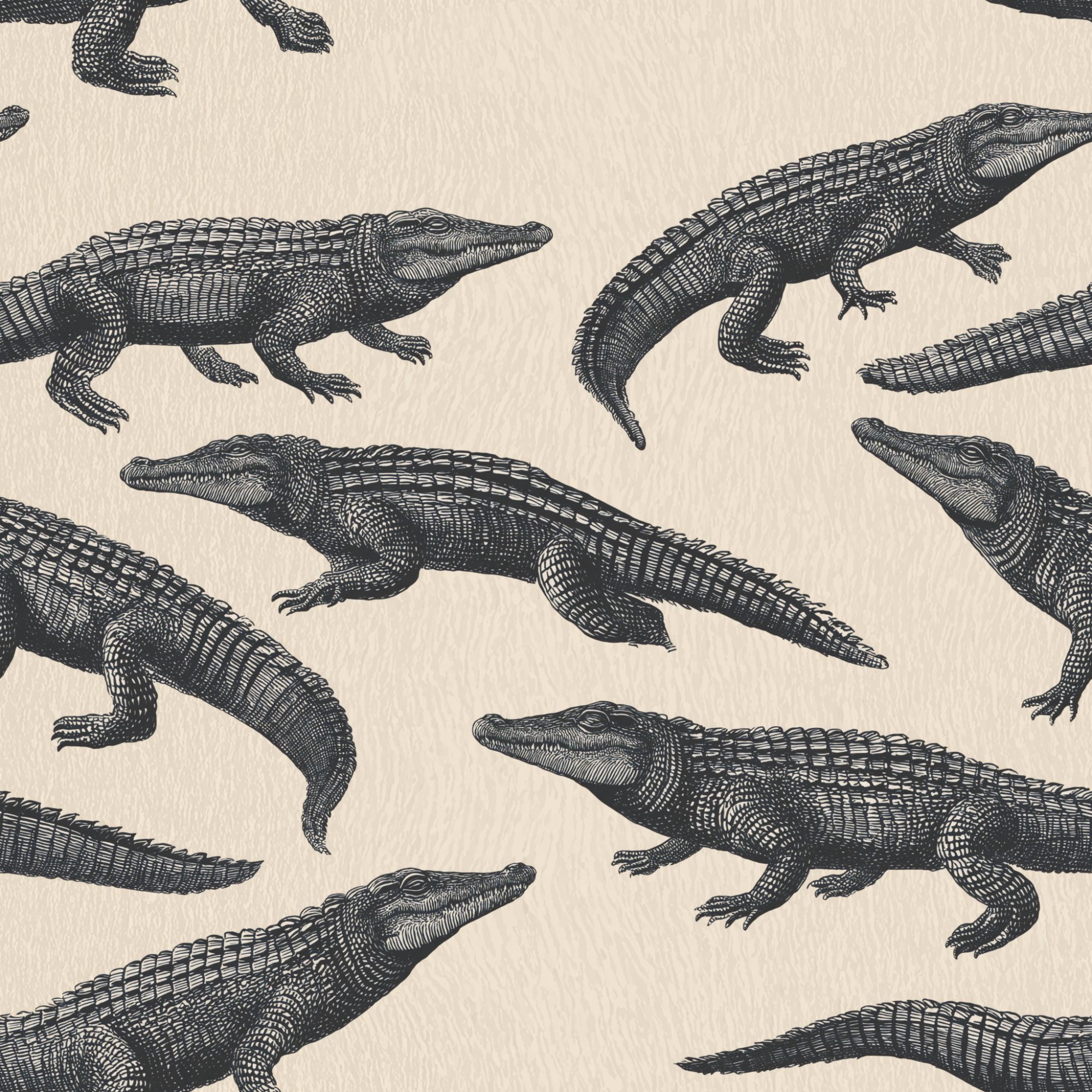 Smile Crocodile Charcoal 4 Wallpaper and Wall Murals South Africa Smile Crocodile Charcoal, crocodiles in charcoal and cream wallpaper - WallpaperOnline