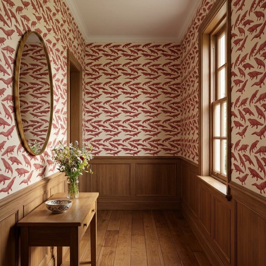 Smile Crocodile Red 1 Wallpaper and Wall Murals South Africa Smile Crocodile Red shown in a living room