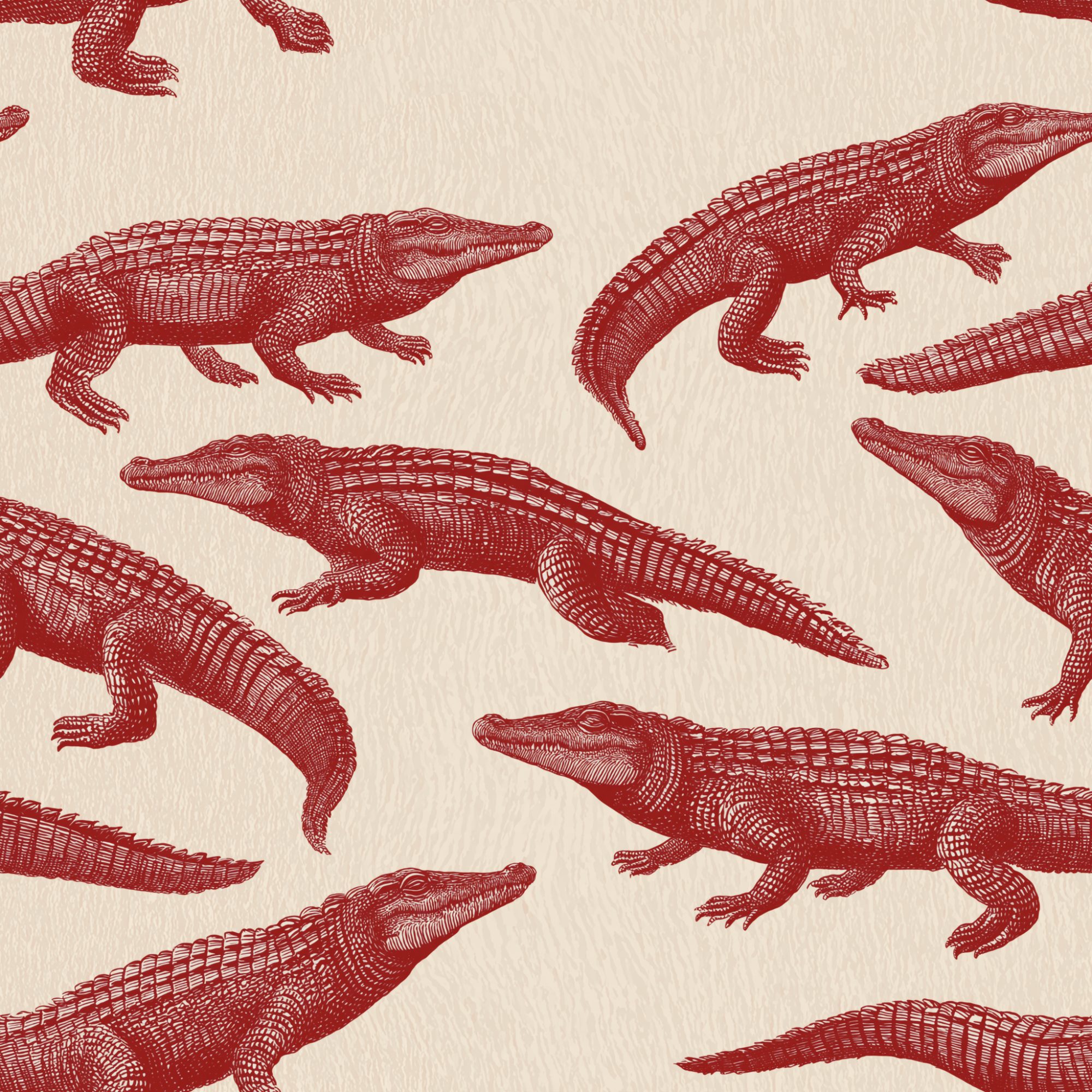 Smile Crocodile Red 4 Wallpaper and Wall Murals South Africa Smile Crocodile Red, crocodiles in red and cream wallpaper - WallpaperOnline