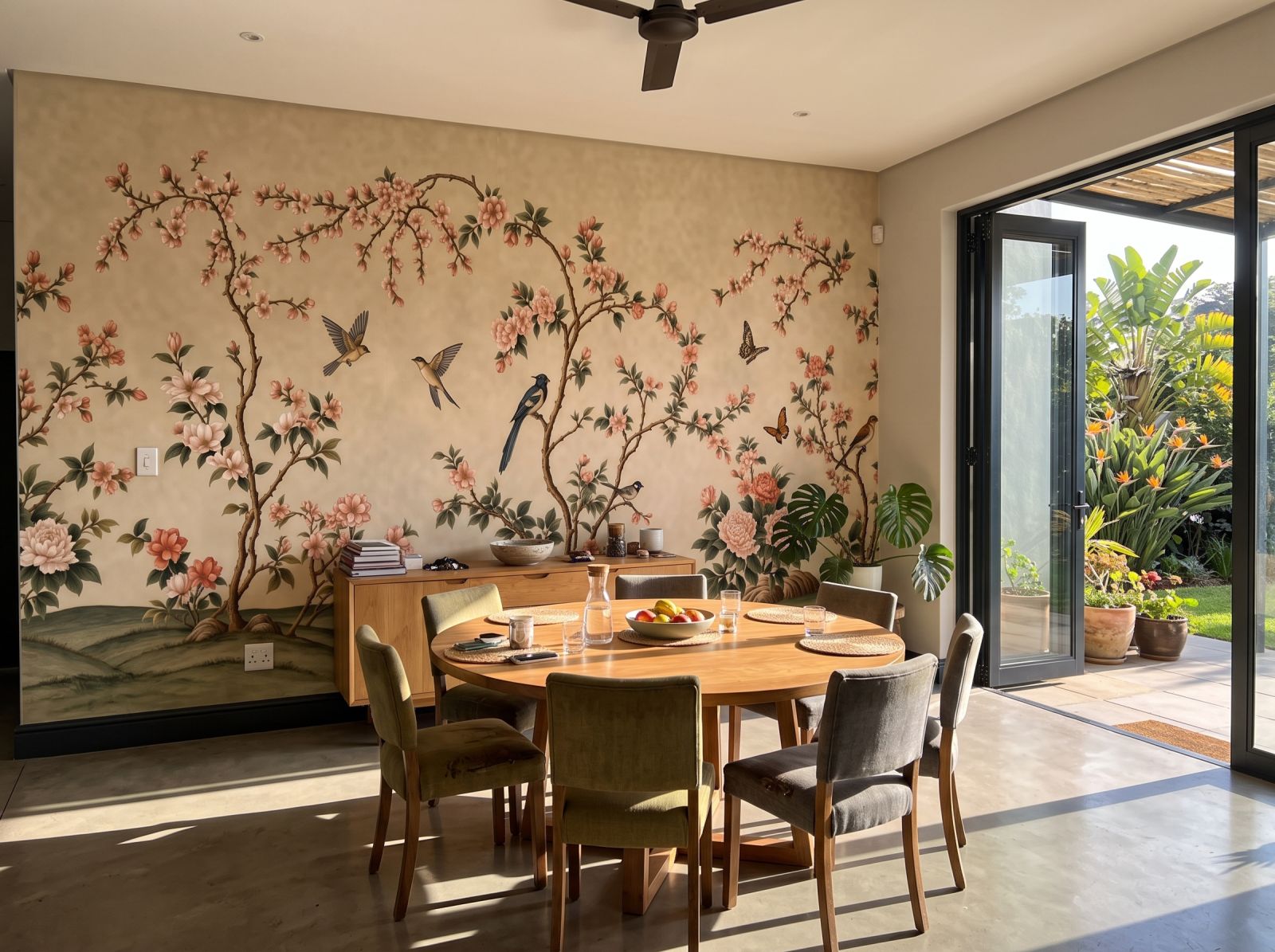 Spring Hillside Chinoiserie Mural Antique 1 Wallpaper and Wall Murals South Africa Spring Hillside Chinoiserie Mural Antique shown in a living room