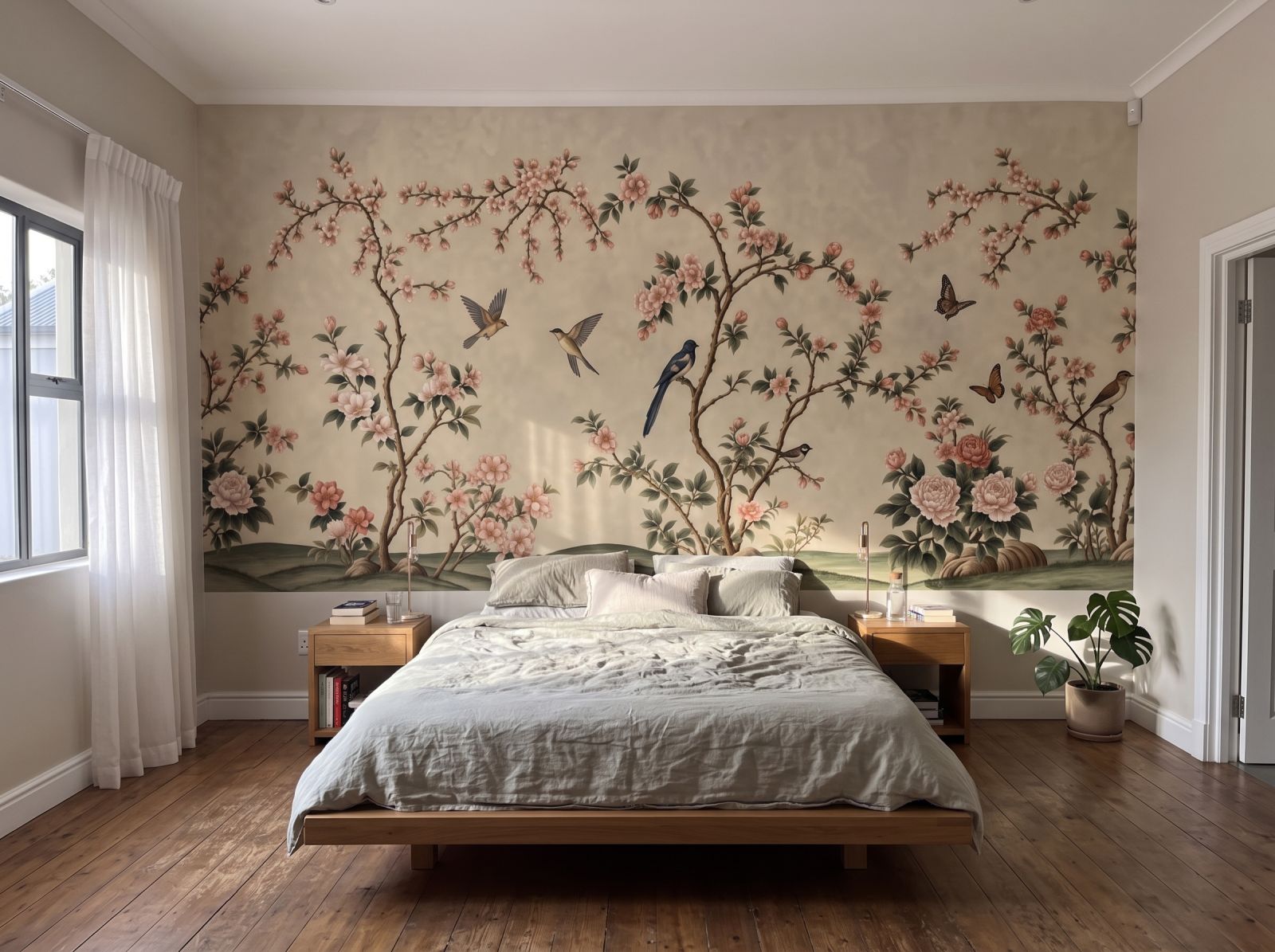 Spring Hillside Chinoiserie Mural Antique 3 Wallpaper and Wall Murals South Africa Spring Hillside Chinoiserie Mural Antique shown in a bedroom