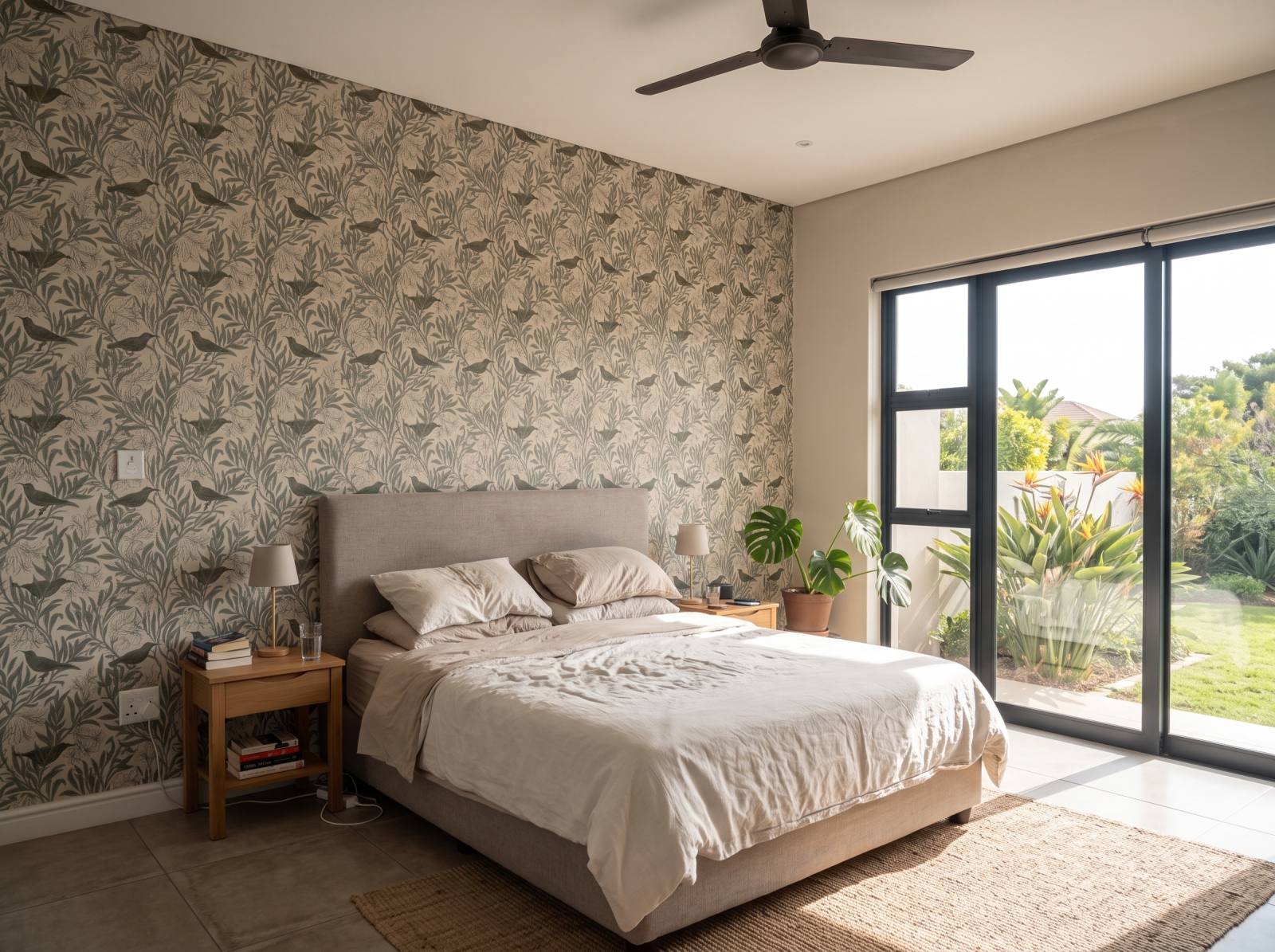 Sugarbird Sage 3 Wallpaper and Wall Murals South Africa Sugarbird Sage shown in a bedroom