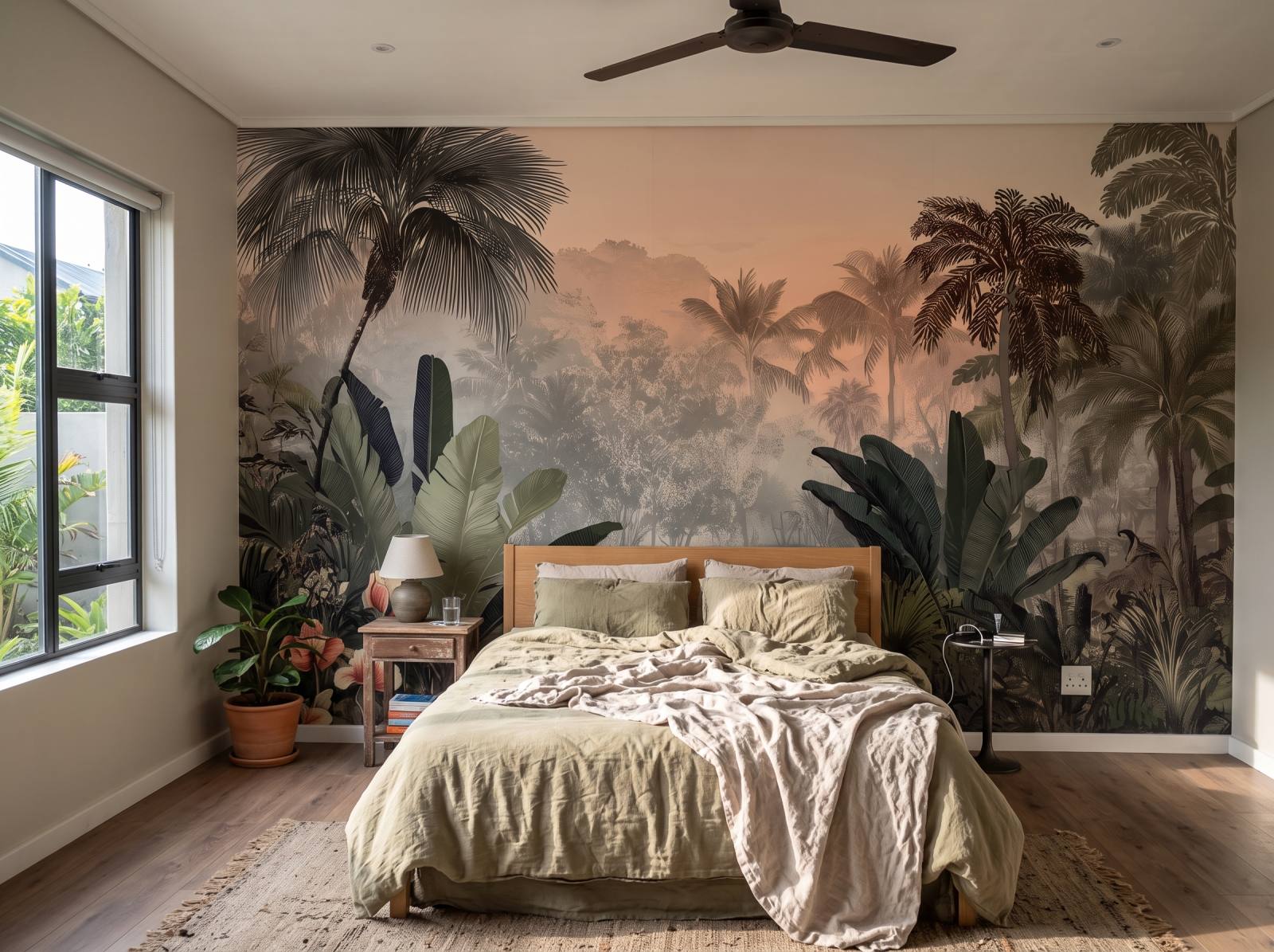 Tropical Dusk Mural 3 Wallpaper and Wall Murals South Africa Tropical Dusk Mural shown in a bedroom