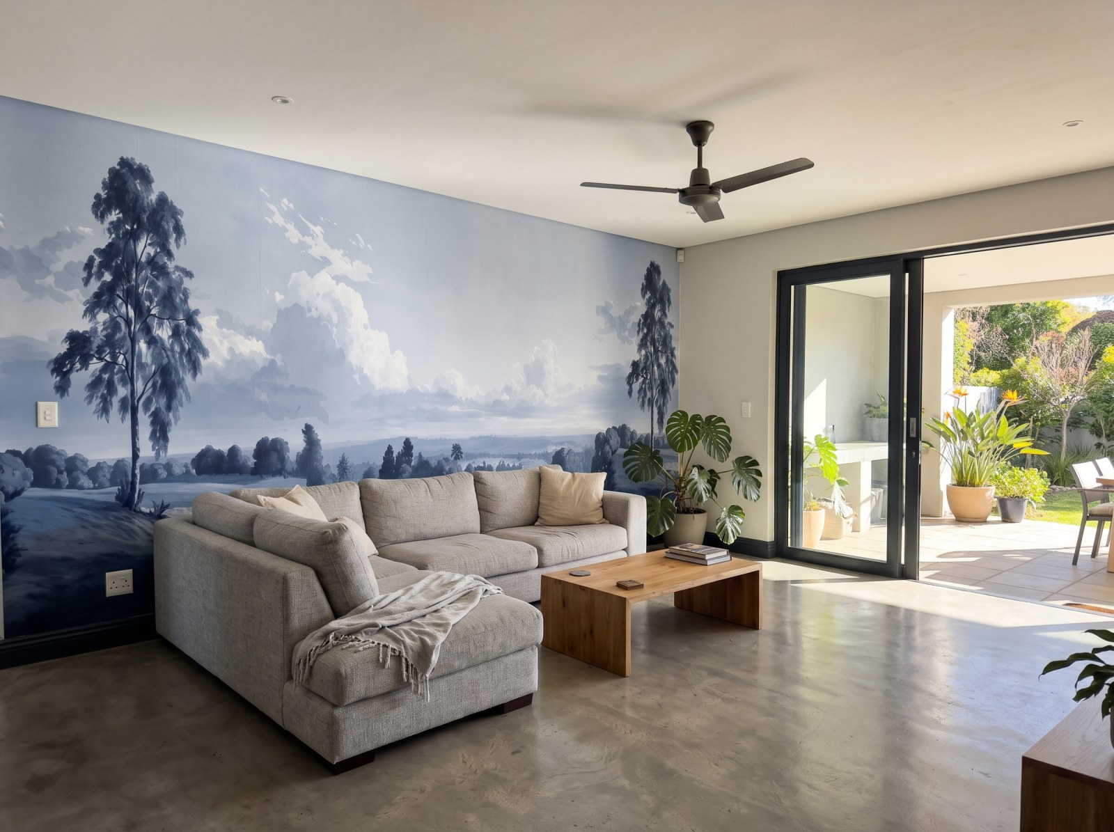 Treeline Panorama Delft 1 Wallpaper and Wall Murals South Africa Treeline Panorama Delft shown in a living room