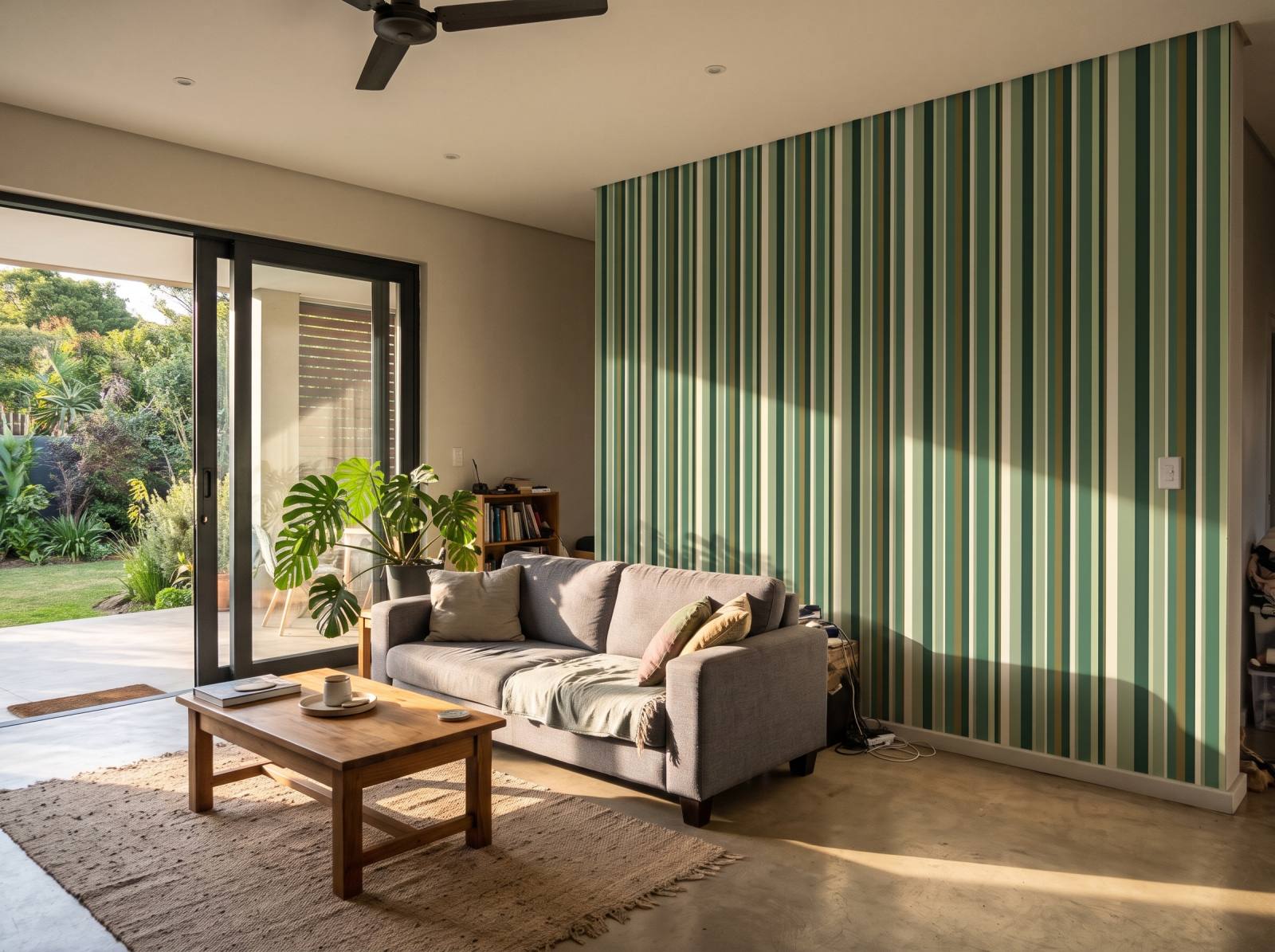 Uneven Stripe Forest Floor 1 Wallpaper and Wall Murals South Africa Uneven Stripe Forest Floor shown in a living room