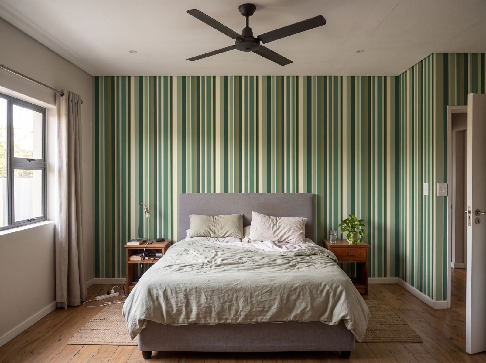Uneven Stripe Forest Floor 3 Wallpaper and Wall Murals South Africa Uneven Stripe Forest Floor shown in a bedroom