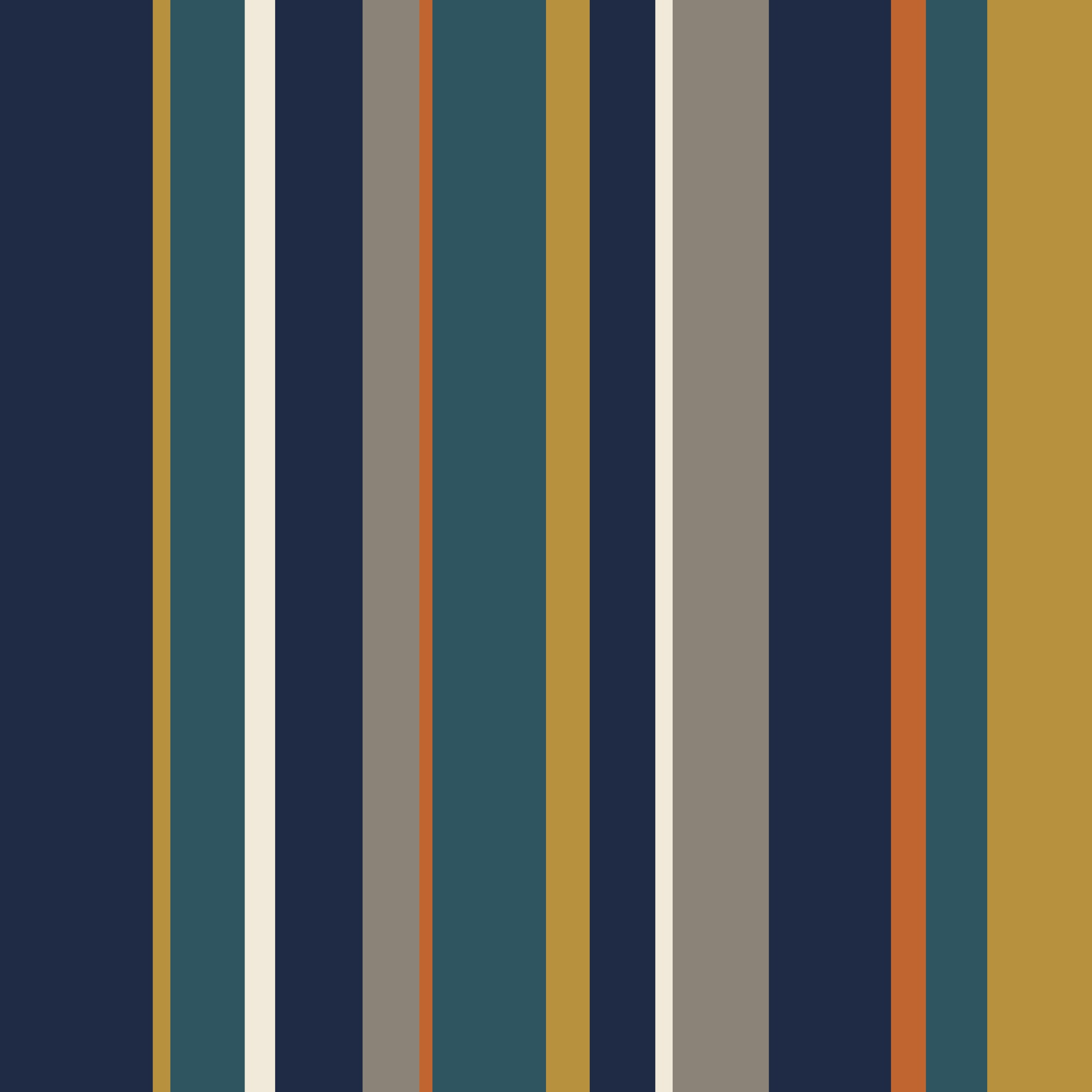 Uneven Stripe Midnight Brass 2 Wallpaper and Wall Murals South Africa Uneven Stripe Midnight Brass, vertical stripe pattern in navy, teal and brass wallpaper - WallpaperOnline