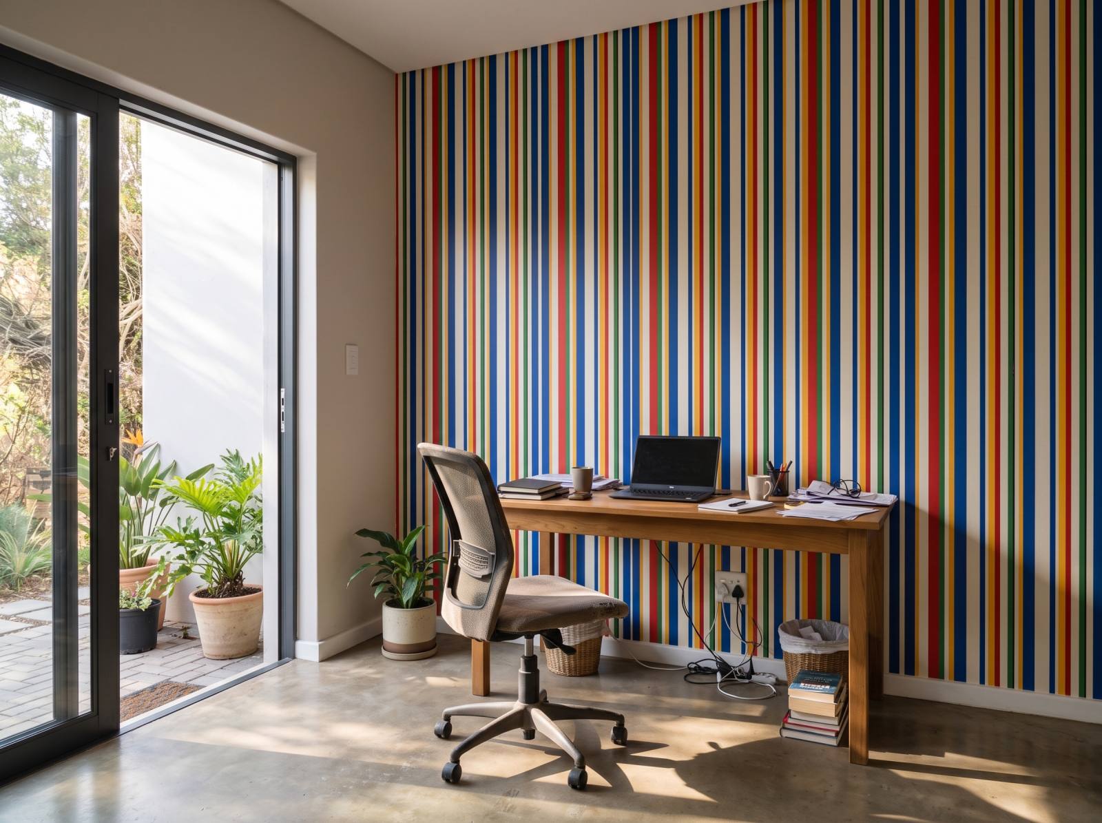 Uneven Stripe Primary Play 3 Wallpaper and Wall Murals South Africa Uneven Stripe Primary Play shown in a home office