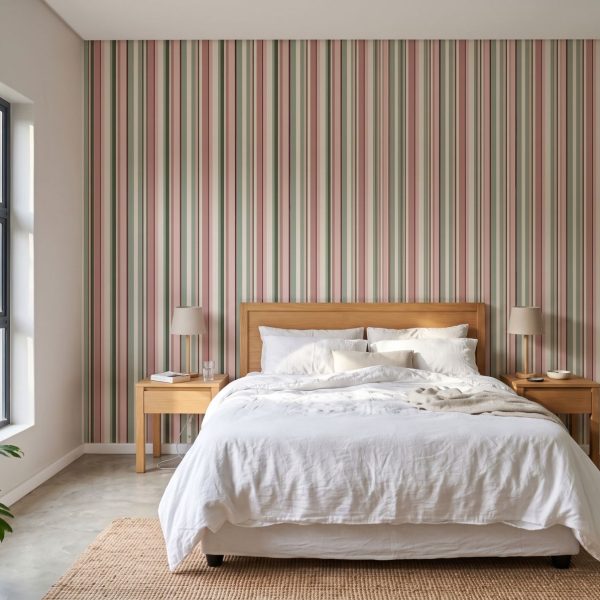 Uneven Stripe Sage and Blush
