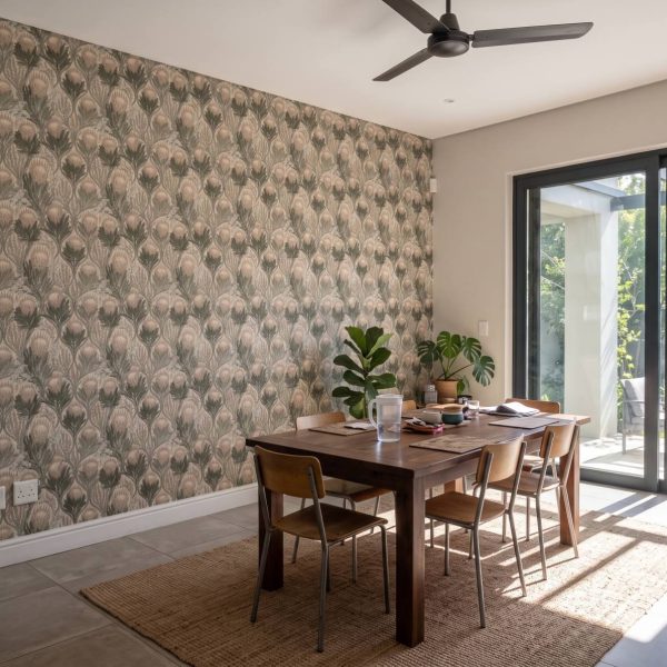 Veld Garden Parchment shown in a bedroom