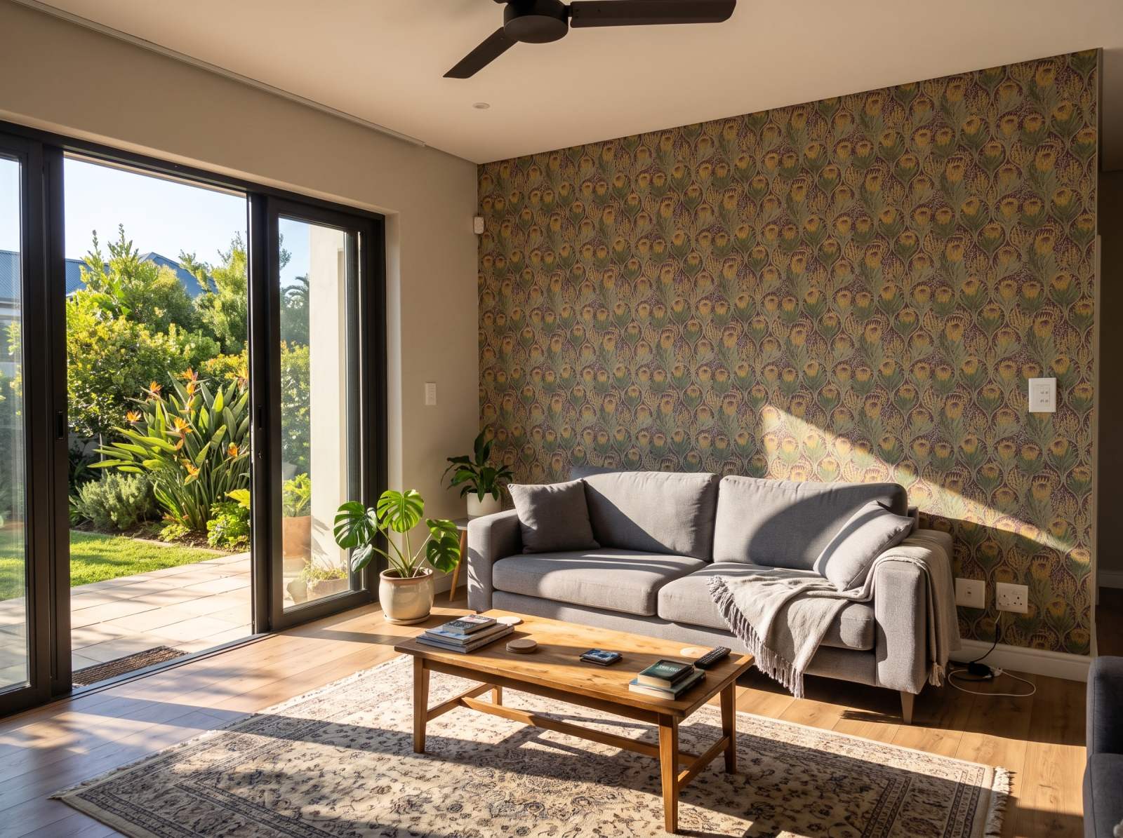 Veld Garden Dusk 2 Wallpaper and Wall Murals South Africa Veld Garden Dusk shown in a living room