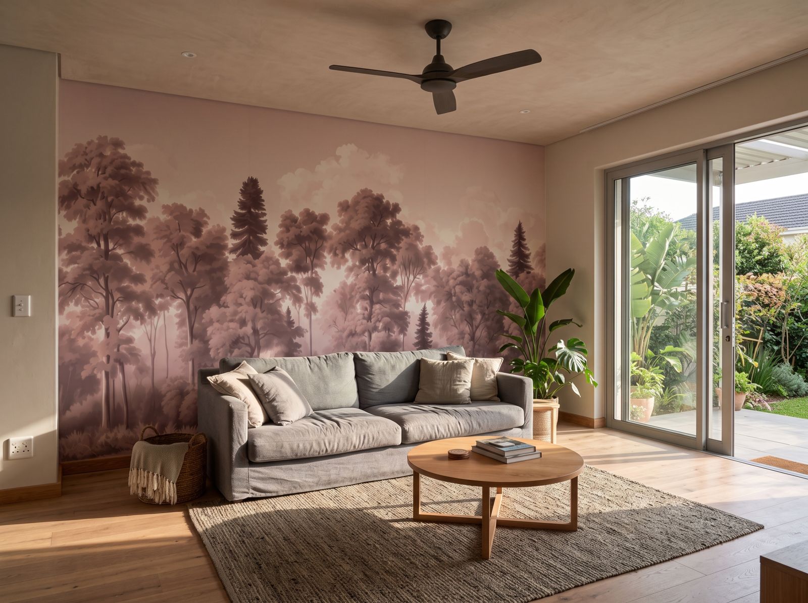 Vintage Forest Blush 3 Wallpaper and Wall Murals South Africa Vintage Forest Blush shown in a living room