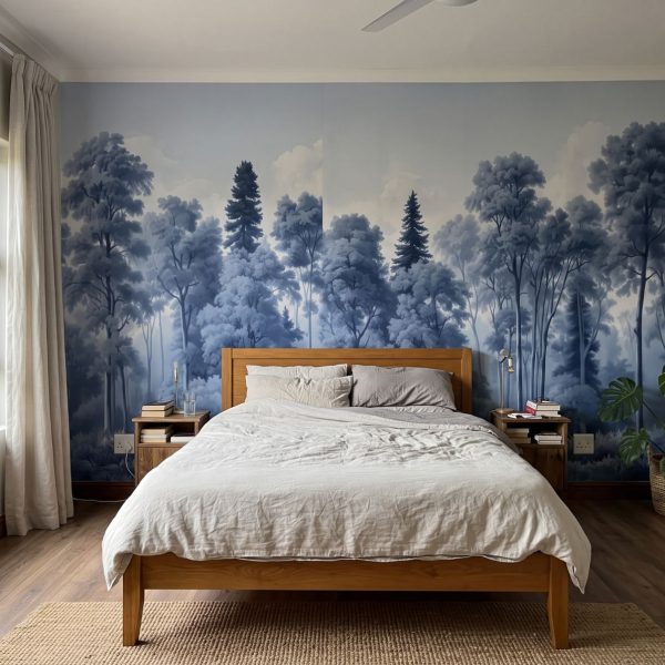 test color filter 15 Wallpaper and Wall Murals South Africa Vintage Forest Delft shown in a bedroom