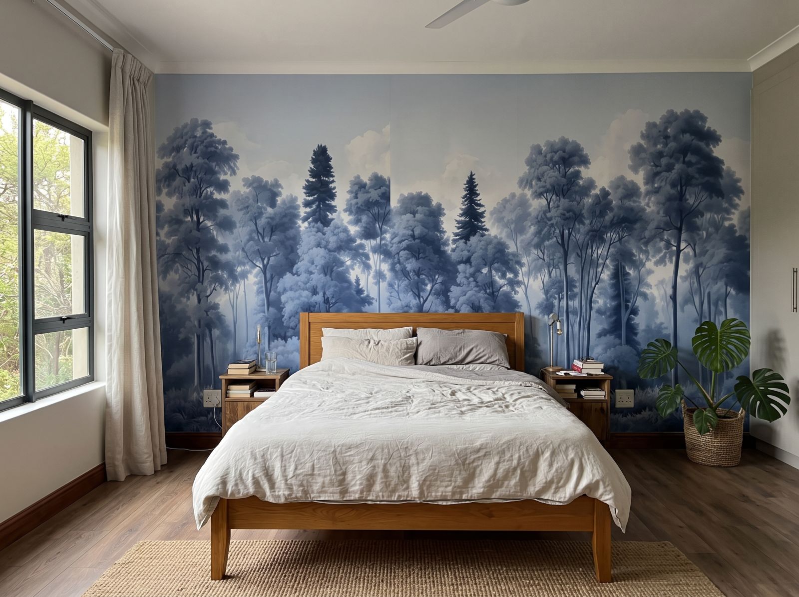 Vintage Forest Delft 1 Wallpaper and Wall Murals South Africa Vintage Forest Delft shown in a bedroom