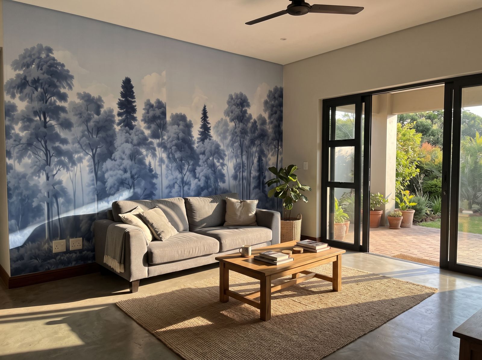 Vintage Forest Delft 3 Wallpaper and Wall Murals South Africa Vintage Forest Delft shown in a living room
