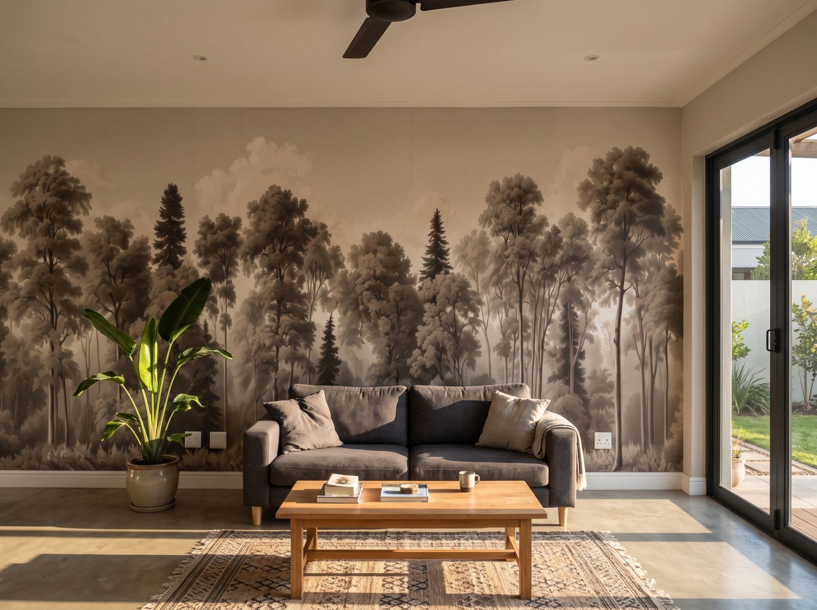 Vintage Forest Ivory 1 Wallpaper and Wall Murals South Africa Vintage Forest Ivory shown in a living room
