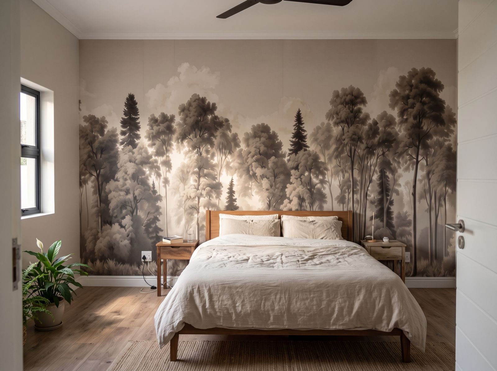 Vintage Forest Ivory 3 Wallpaper and Wall Murals South Africa Vintage Forest Ivory shown in a bedroom