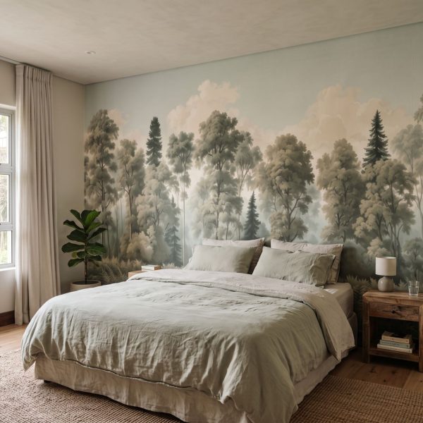 test color filter 12 Wallpaper and Wall Murals South Africa Vintage Forest Soft shown in a bedroom