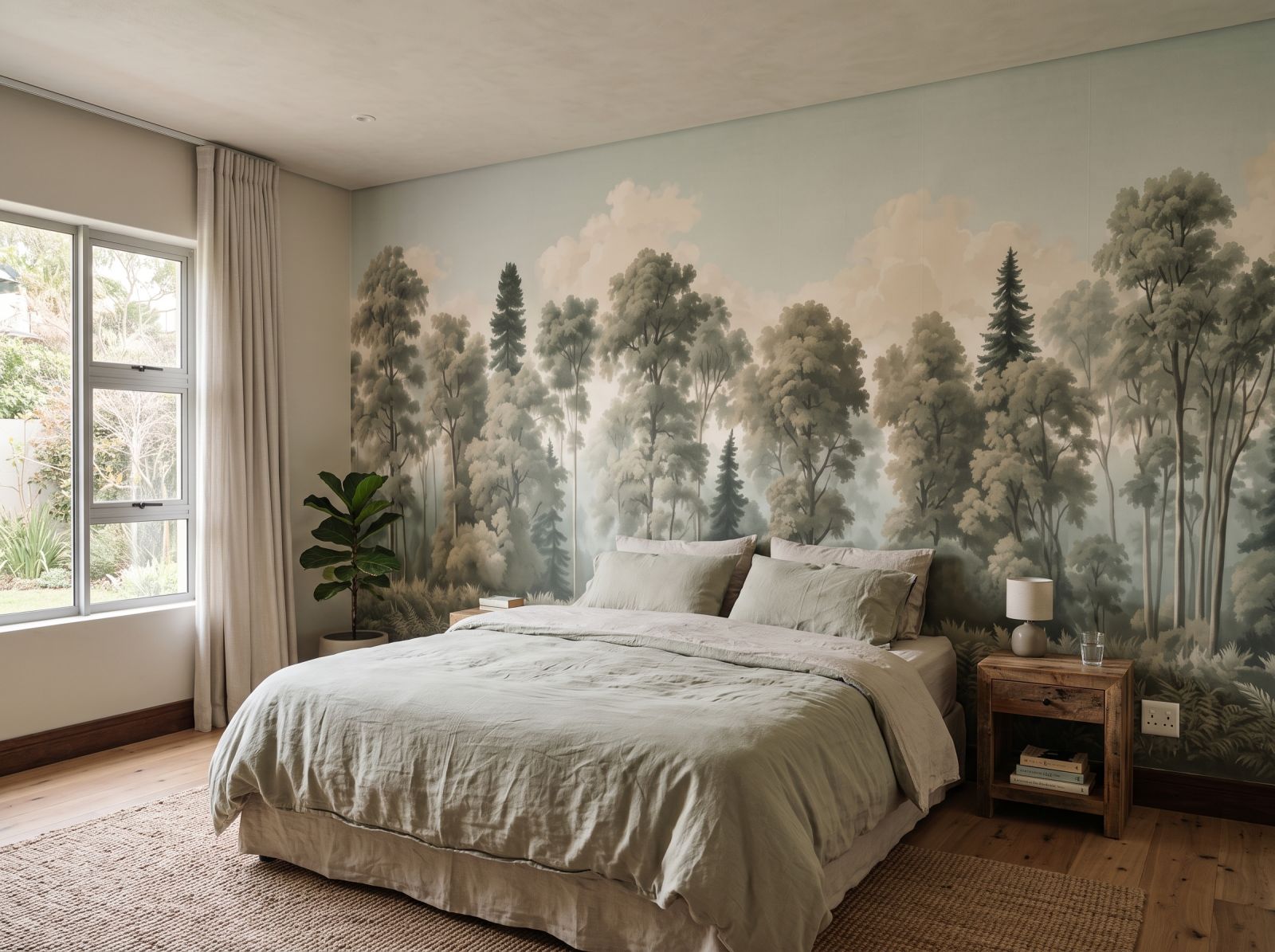 Vintage Forest Soft 1 Wallpaper and Wall Murals South Africa Vintage Forest Soft shown in a bedroom