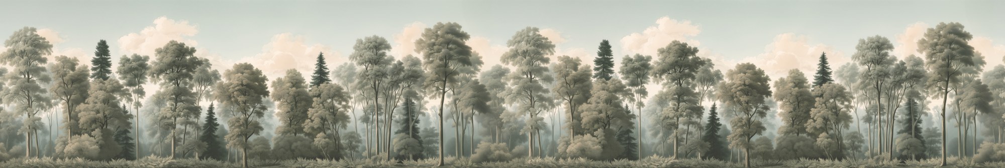 Vintage Forest Soft 2 Wallpaper and Wall Murals South Africa Vintage Forest Soft, forest in sage green, cream and pale blue mural - WallpaperOnline
