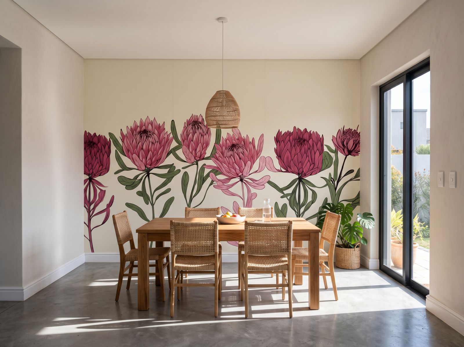 Protea Row 3 Wallpaper and Wall Murals South Africa Protea Row shown in a dining room