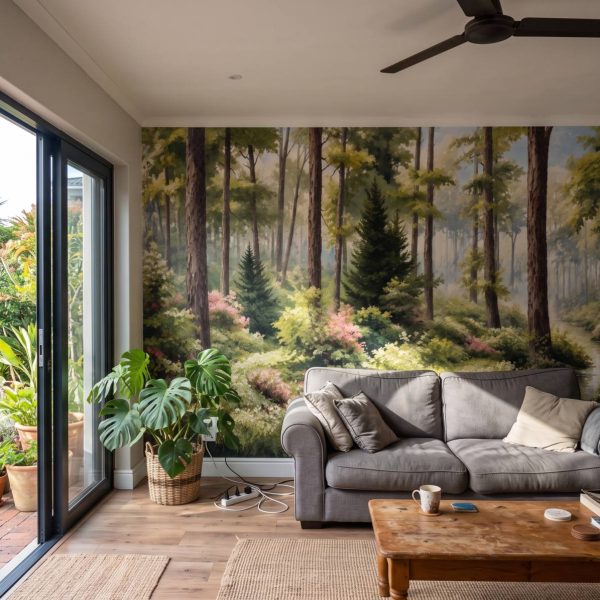 Sunlit Forest Stream shown in a living room